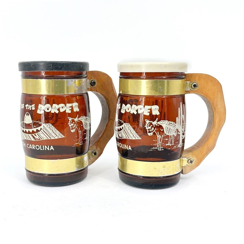 South of The Border Souvenir Glass Salt Pepper Shaker Set Amber Vintage